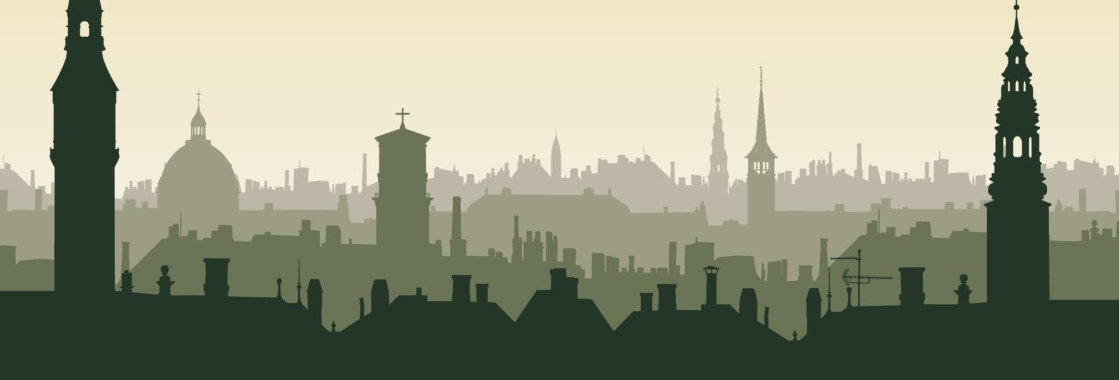 Københavns skyline i grønne nuancer